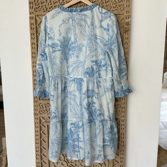 Charleston Shoe Company Charlee Alexis Dress Blue Tropical Pattern Size Medium - Picture 5 of 9